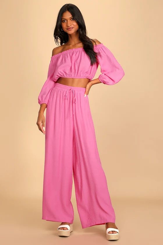 Grab Your Passport Hot Pink Two-Piece Swim Cover-Up Jumpsuit | Lulus (US)