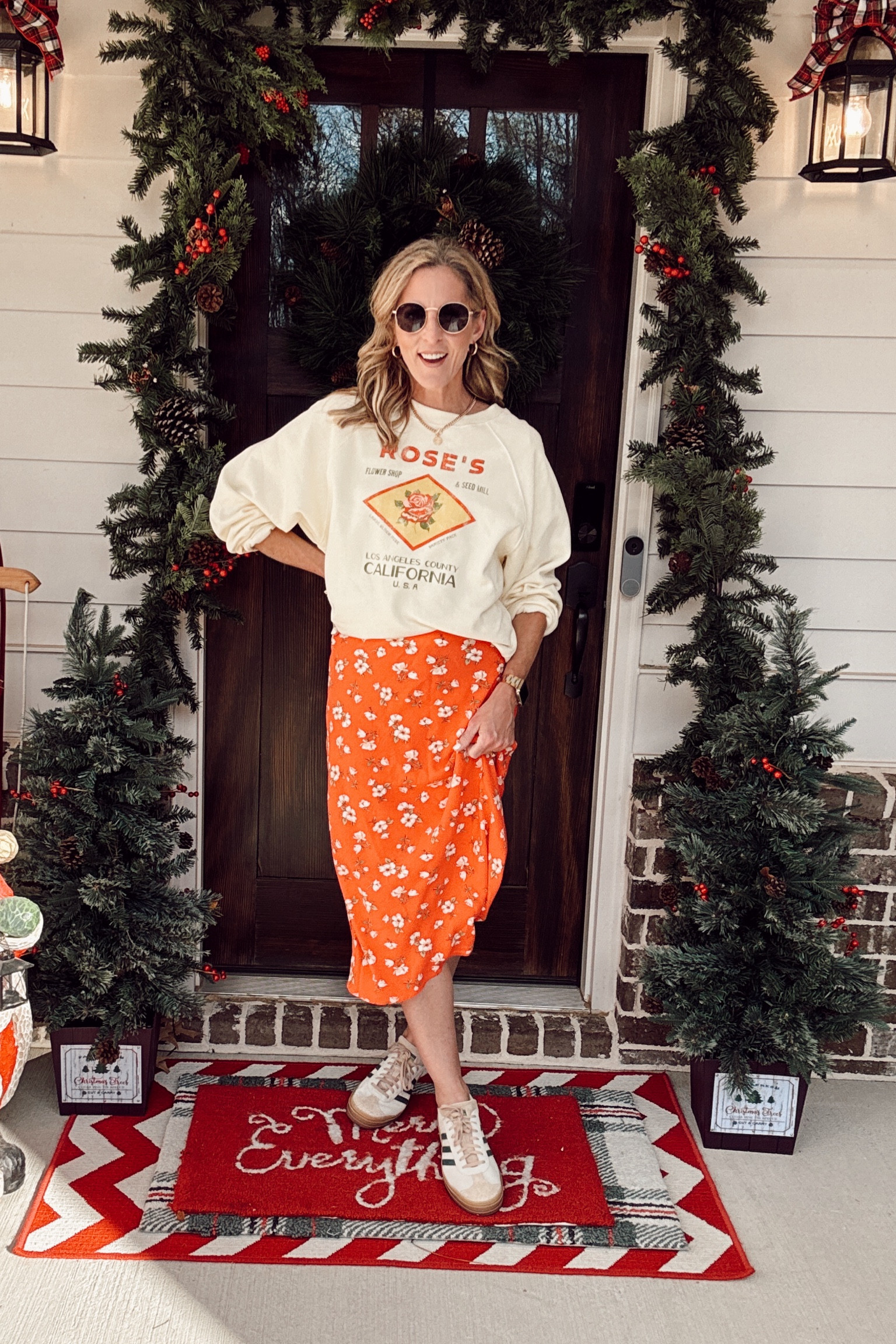 Motto for this year – STOP and smell the roses - thought it was the perfect look for the first day back to school to remind myself to take time out of my busy schedule just to enjoy and appreciate the beauty of the day!! This graphic Raglan crewneck sweatshirt comes in three prints. Super soft looks great paired with your favorite bottom.-  styled here with a red floral a line midi skirt  

#LTKOver40 #LTKFindsUnder50 #LTKWorkwear