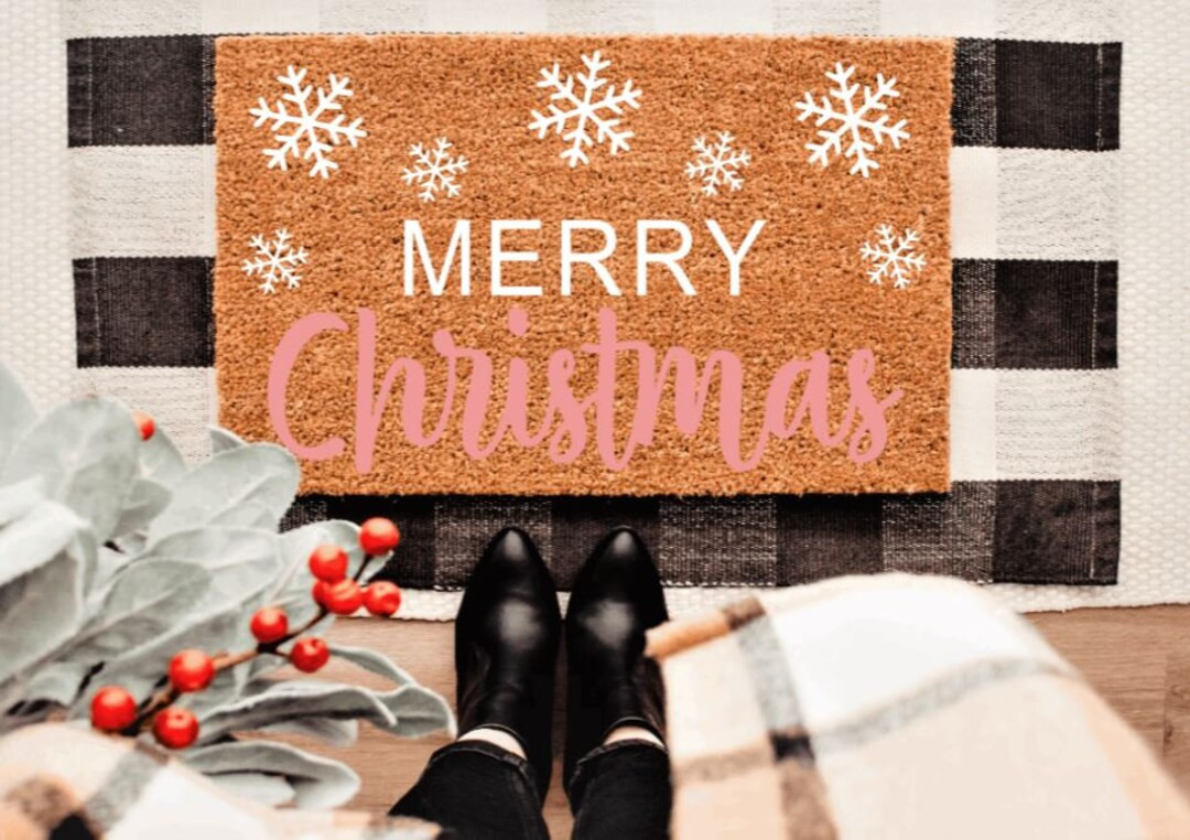 Merry Christmas Snowflakes Doormat Winter Custom Doormat - Etsy | Etsy (US)
