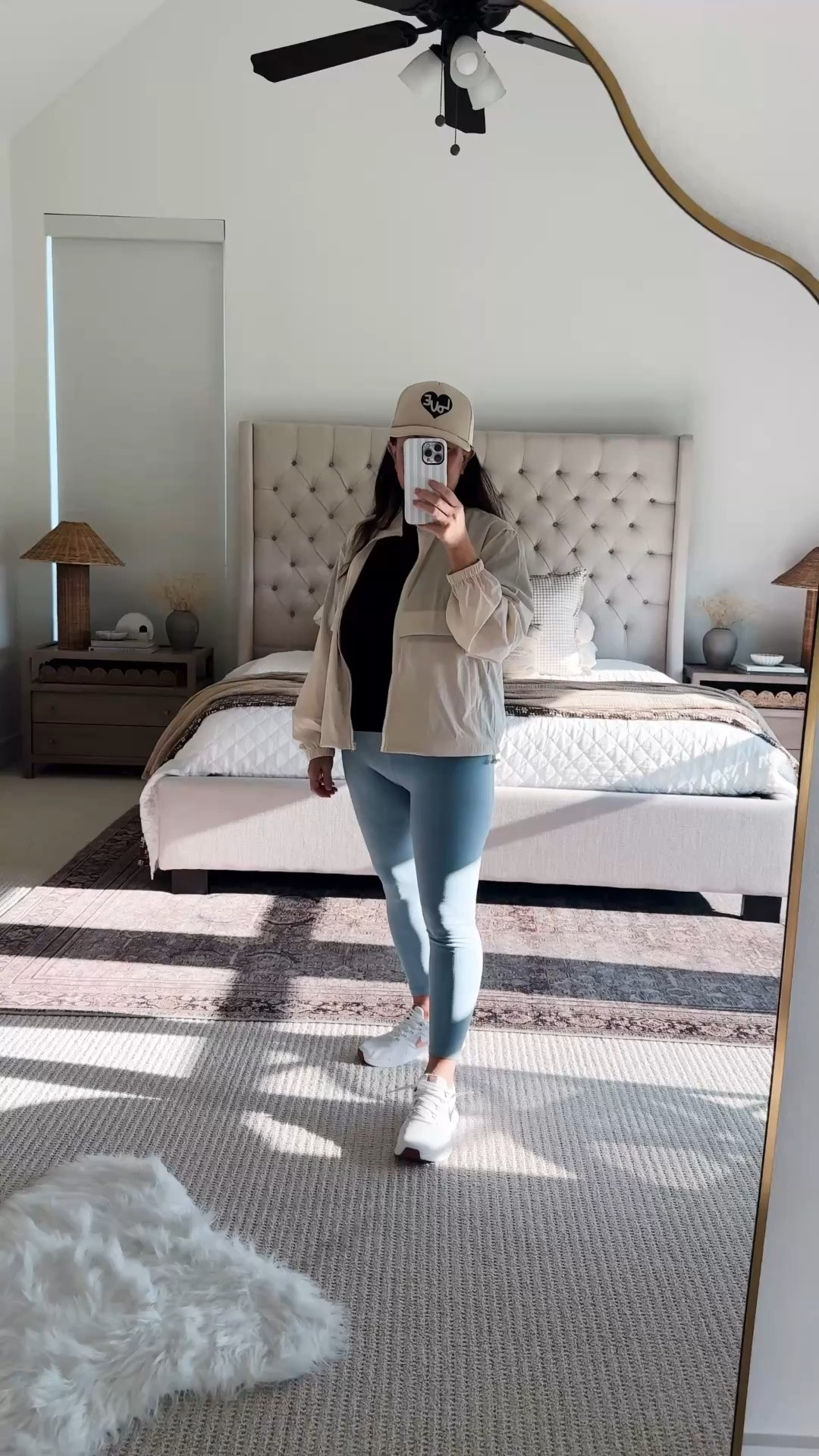 Casual athleisure outfit for everyday errands 🤍 summer outfit, travel outfit, mom uniform. This neutral lightweight jacket layered over a black oversized top with soft blue leggings is the perfect comfortable outfit idea for busy mornings, school drop-offs, or running errands in style. Paired with white Nike sneakers for a clean, effortless look you’ll wear on repeat. This jacket is 🤌. 

Follow me and tap the bell to subscribe on LTK for daily fashion, home decor & Amazon finds.

#LTKootd #LTKActive #LTKPetite