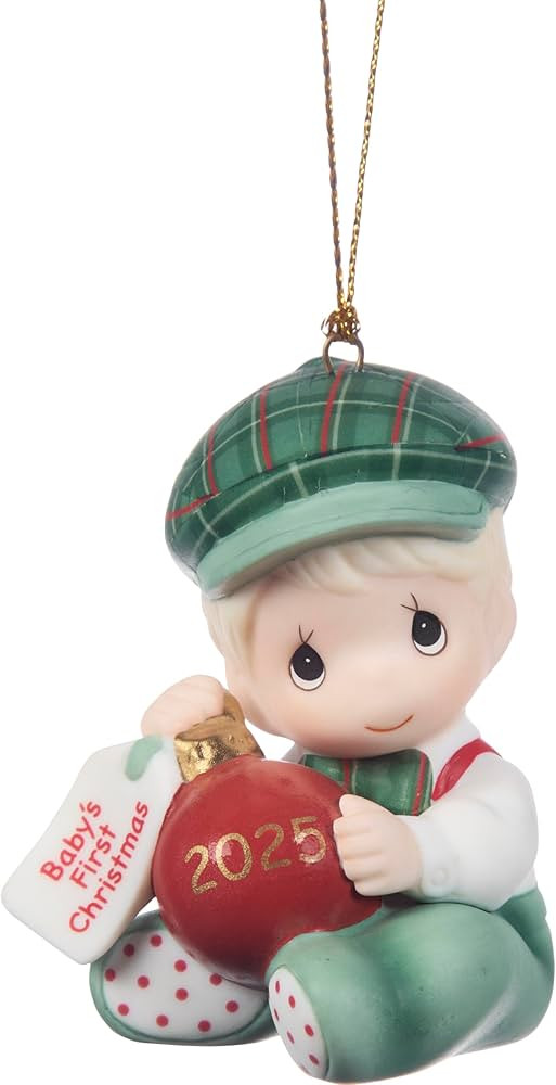 Precious Moments Baby’s First Christmas 2025 Dated Boy Bisque Porcelain Ornament – “2025”... | Amazon (US)