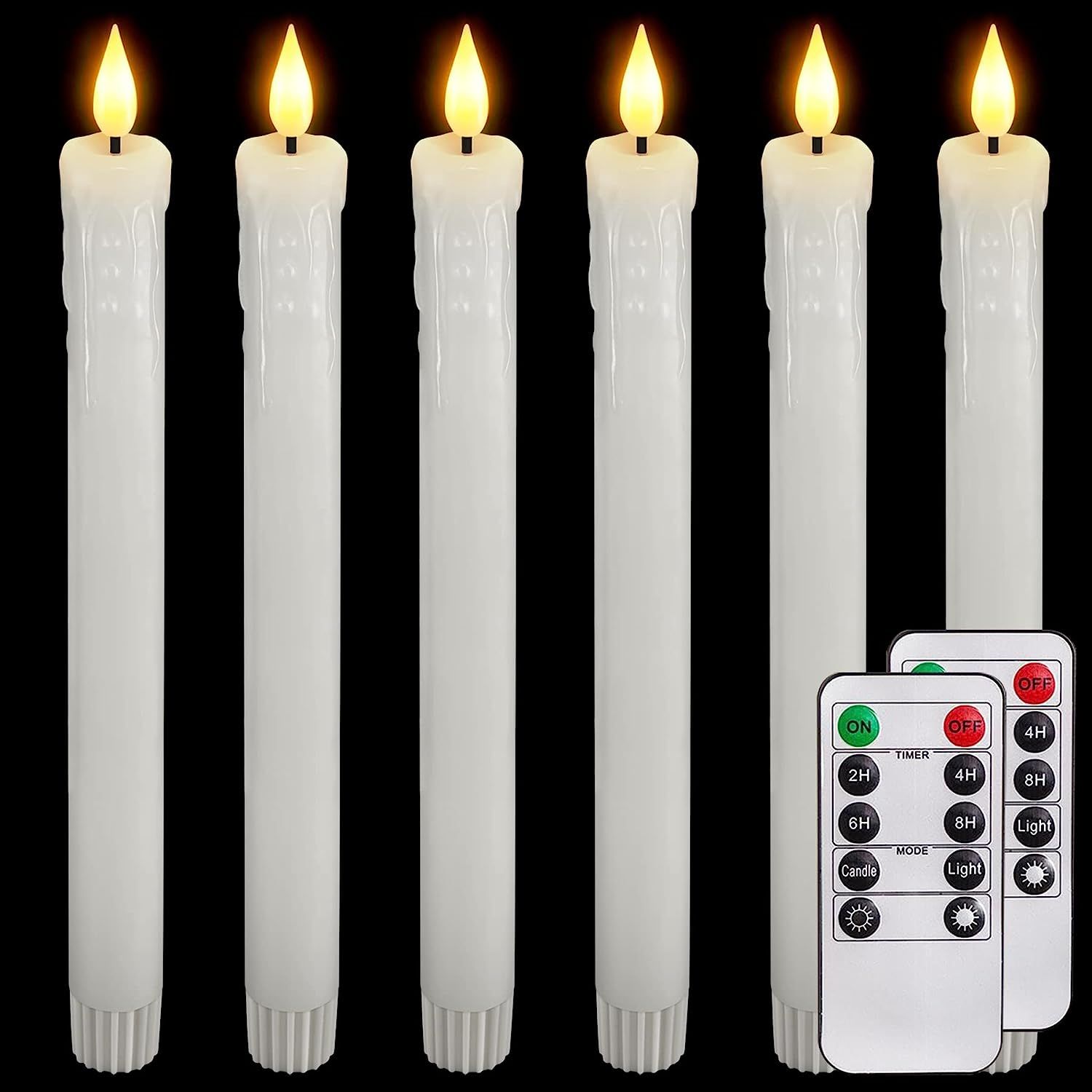 Amazon.com: 5plots Real Wax Flameless Taper Candles Flickering with Remotes, Timer, Realistic Tap... | Amazon (US)