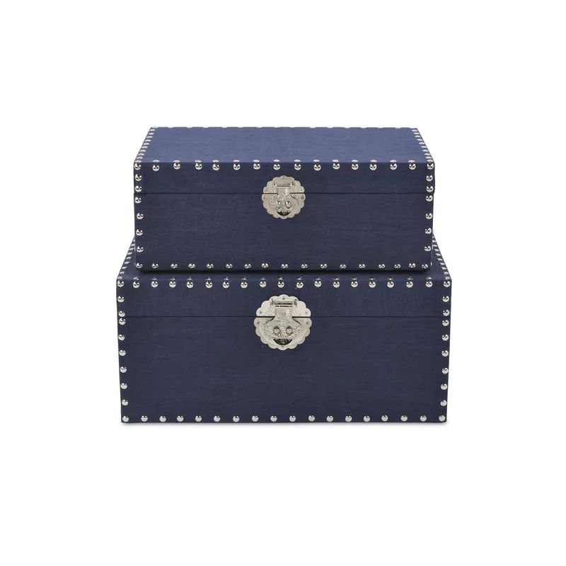 Grajeda Navy Blue Linen Studded Box | Wayfair North America