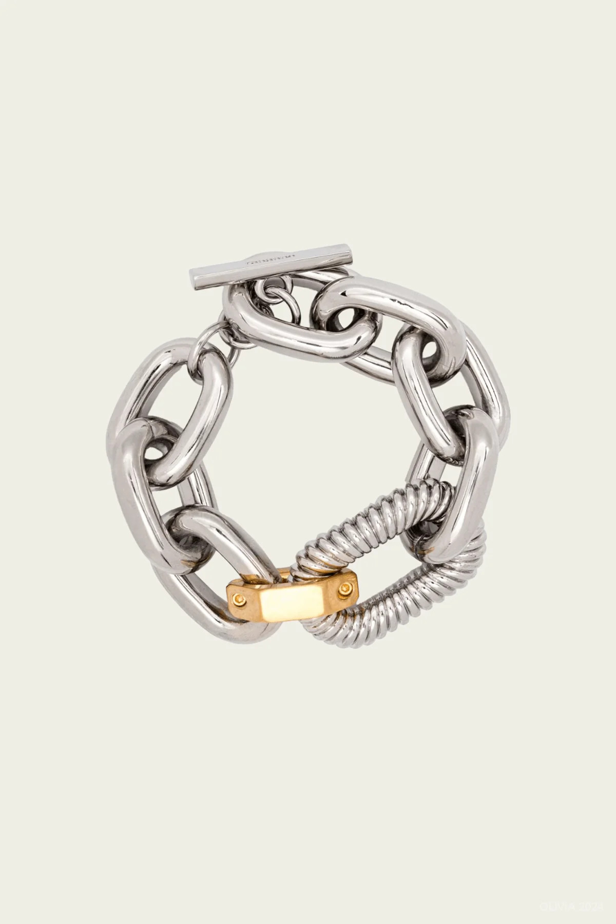 XL Link Animation Godron Bracelet in Silver Gold | Shop Olivia
