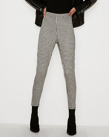 high waisted cropped gingham pull-on leggings | Express