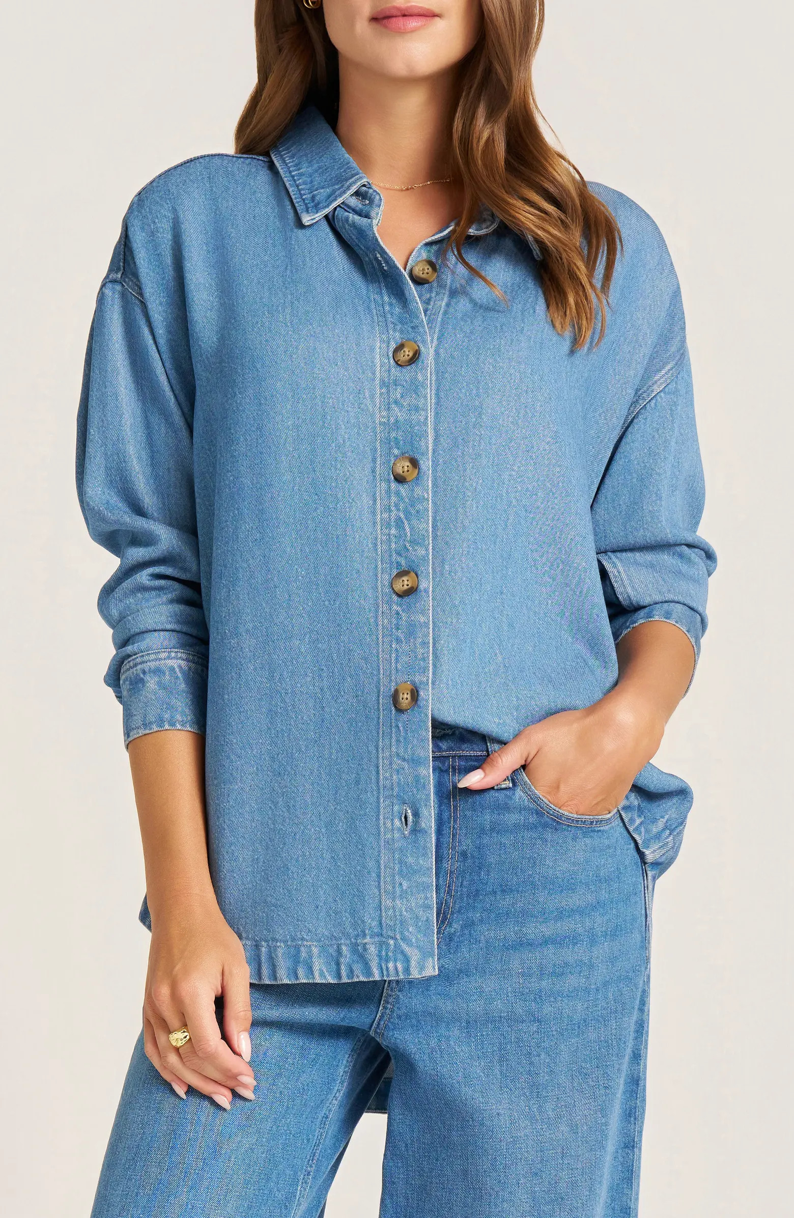 Peak View Relaxed Fit Denim Button-Up Shirt | Nordstrom