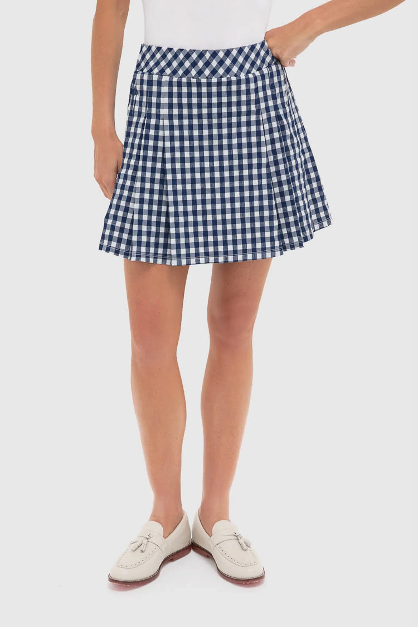 Navy Gingham 16 Inch Performance Seersucker Park Golf Skirt | Tuckernuck (US)