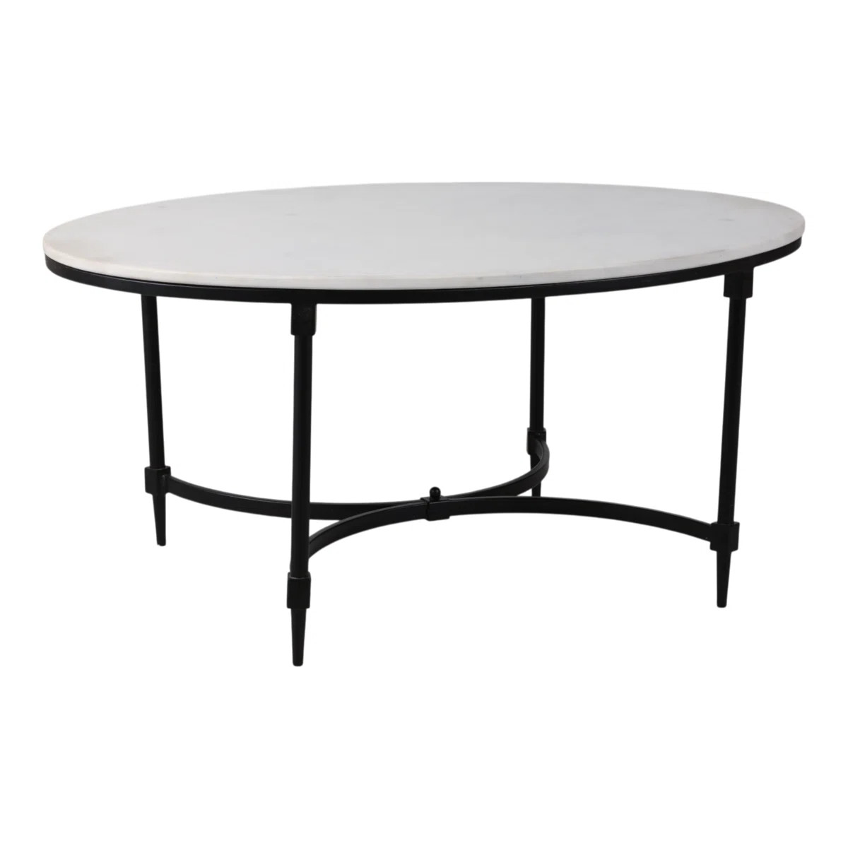 Stone Marble And Iron Oval Coffee Table With Contemporary Frame | Wayfair North America