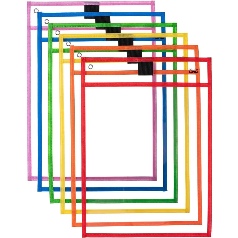Mr. Pen- Dry Erase Pocket Sleeves, A4, 10 x 14 inch, 6 Pack, Colorful, Dry Erase Plastic Sleeves | Walmart (US)