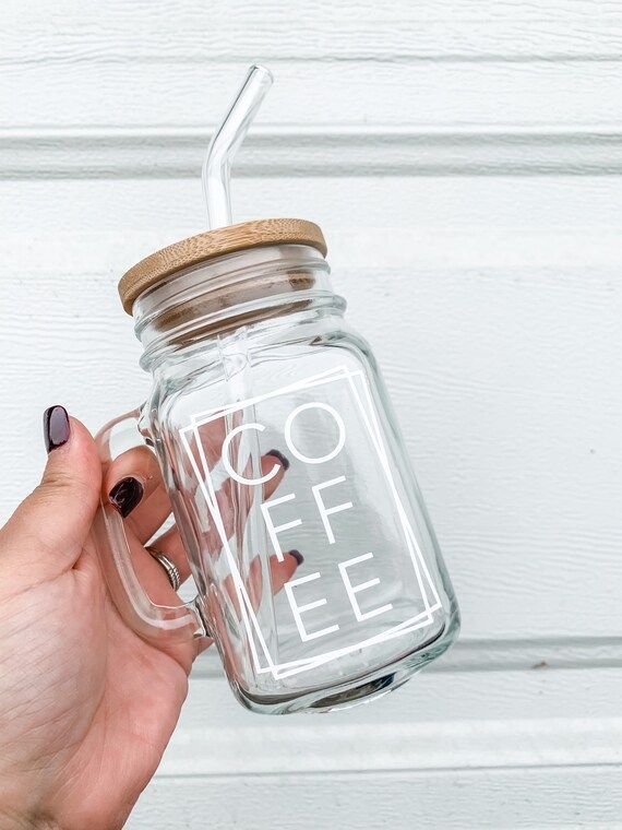 Coffee Mason Jar Glass | Etsy | Etsy (US)