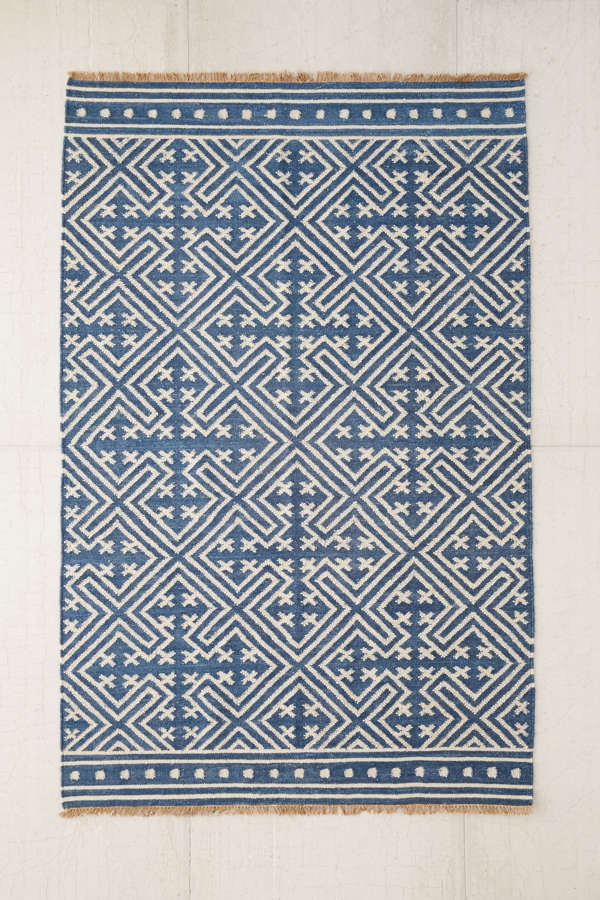 Seawell Indigo Wool Woven Rug | Urban Outfitters US