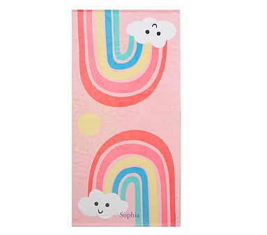 Happy Rainbows Kid Beach Towel | Pottery Barn Kids