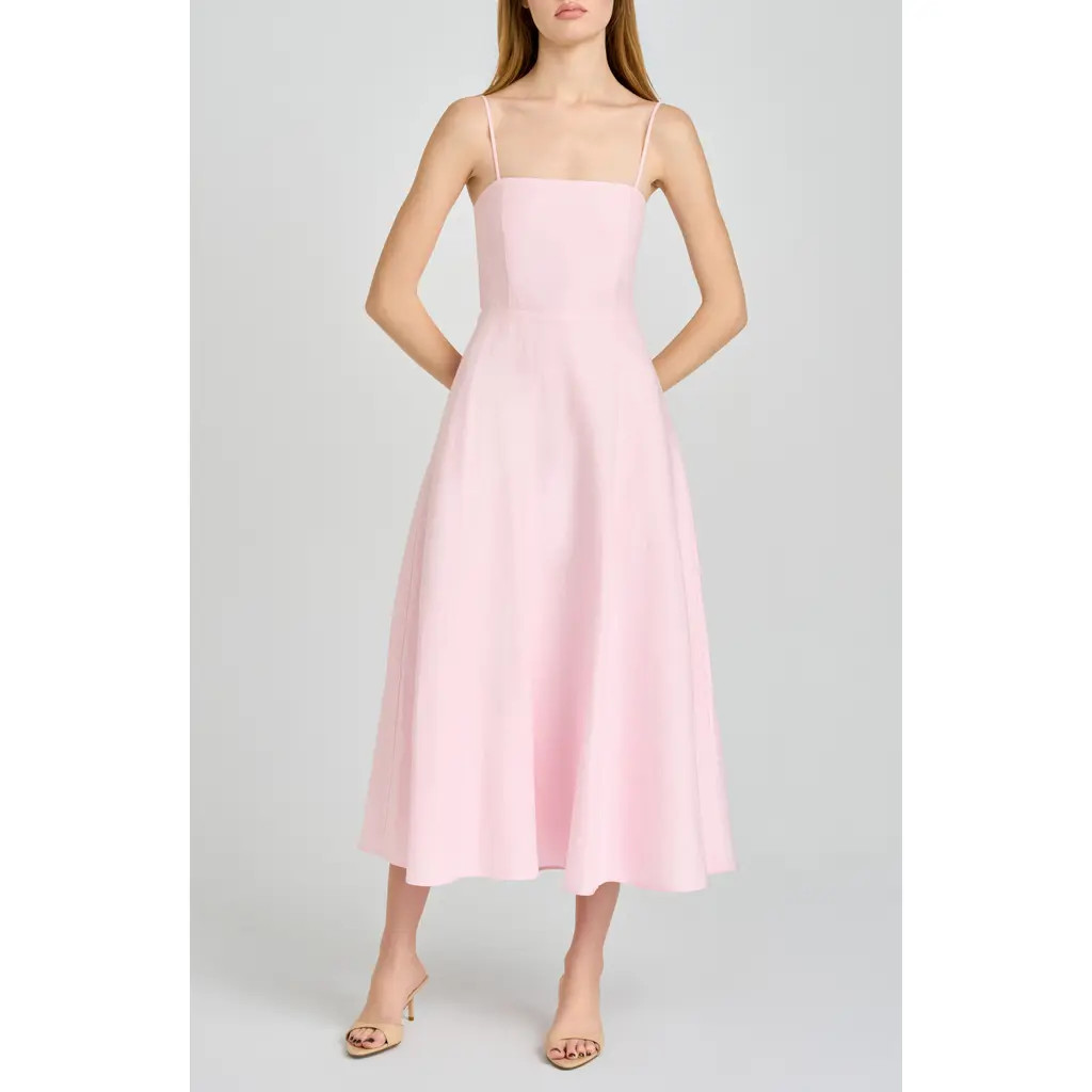 WAYF x Styled by COCO! Josefina Linen Blend Dress in Light Pink at Nordstrom, Size X-Large | Nordstrom