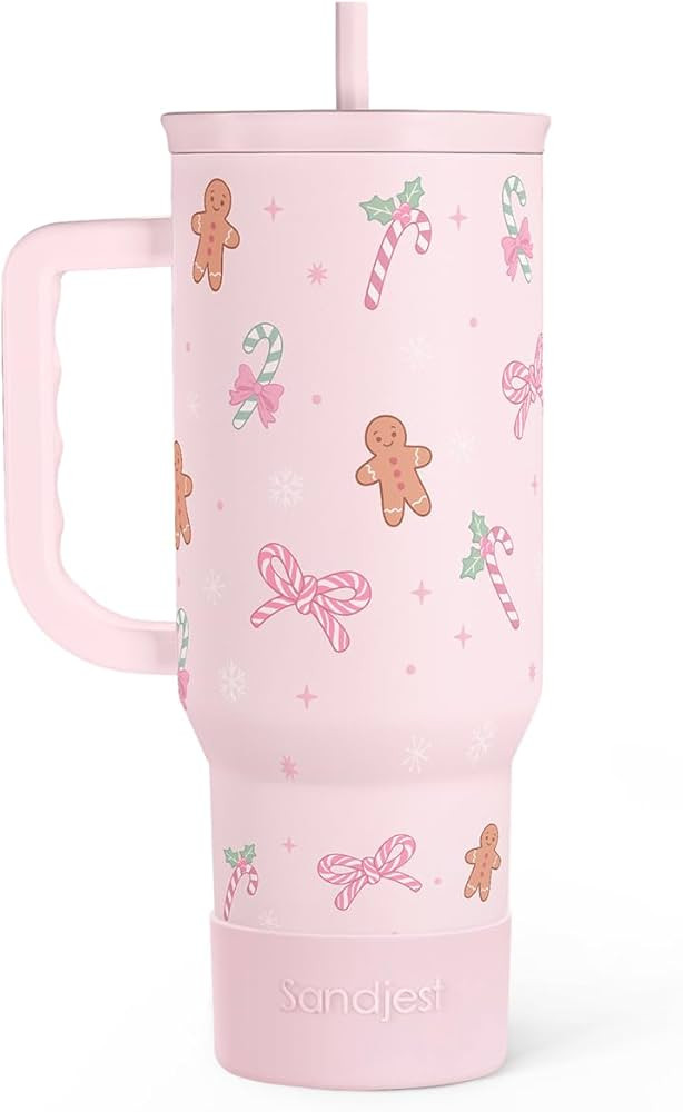 Christmas Theme 40oz Slider Tumbler with Handle and Straw - Insulated Stainless Steel Travel Coff... | Amazon (US)