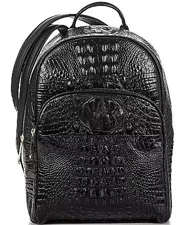 BRAHMIN Melbourne Collection Dartmouth Crocodile-Embossed Backpack - Black | Dillard's