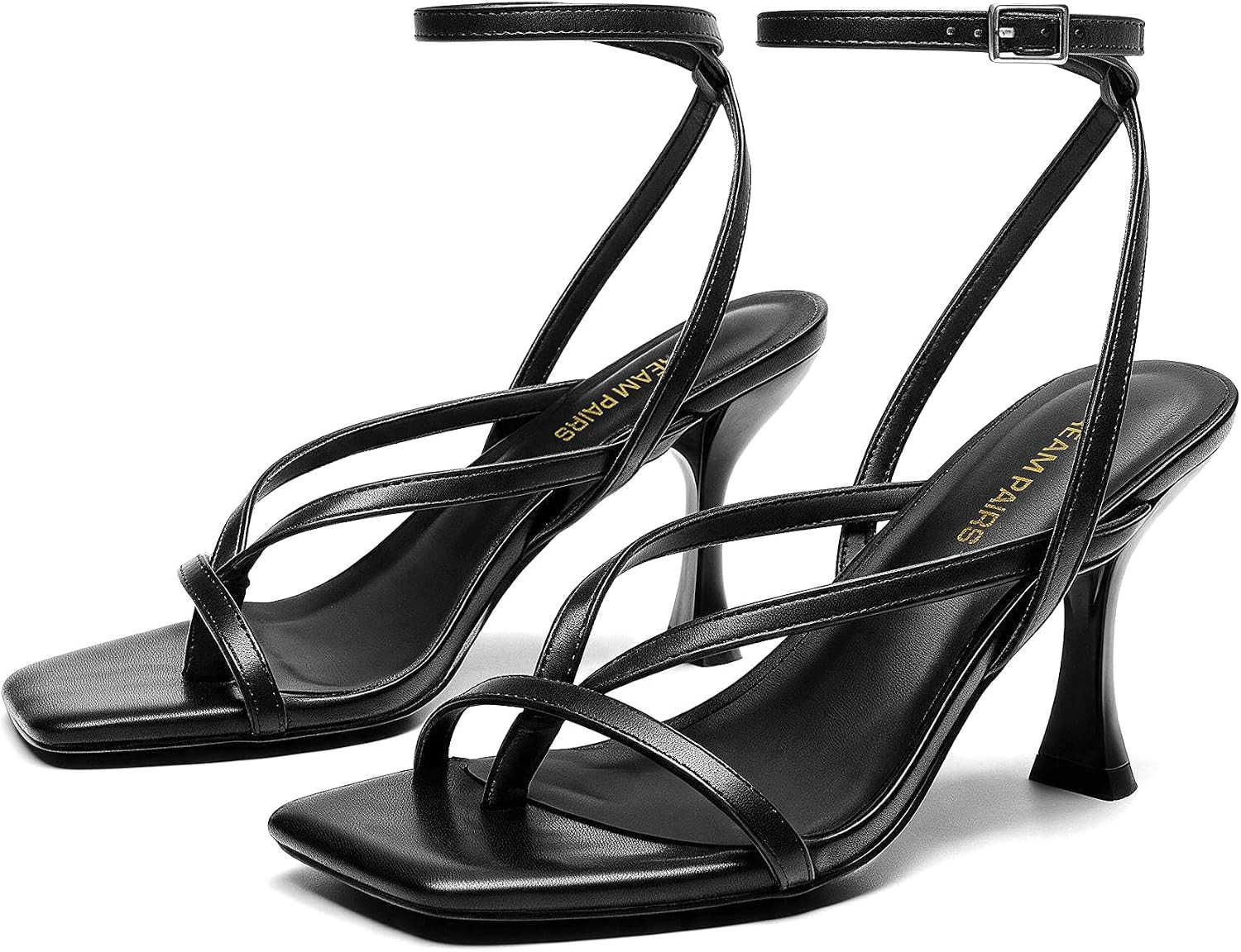 DREAM PAIRS Women's Strappy Thong Ankle Strap Heel Sandal | Amazon (US)