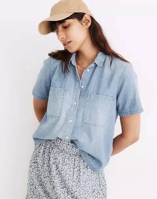 Denim Short-Sleeve Button-Up Shirt in Brickton Wash | Madewell