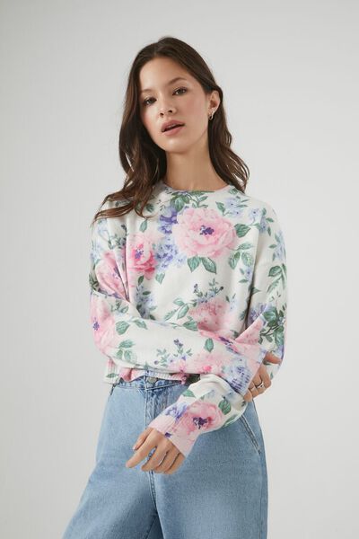 Boxy Floral Print Sweater Top | Forever 21 (US)
