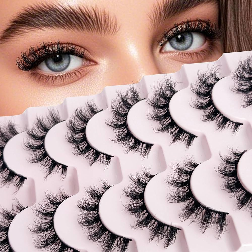 Short Lashes Natural Look 12mm D Curl Eyelashes that Look Like Extensions Strip Mink Lash Fluffy ... | Amazon (US)