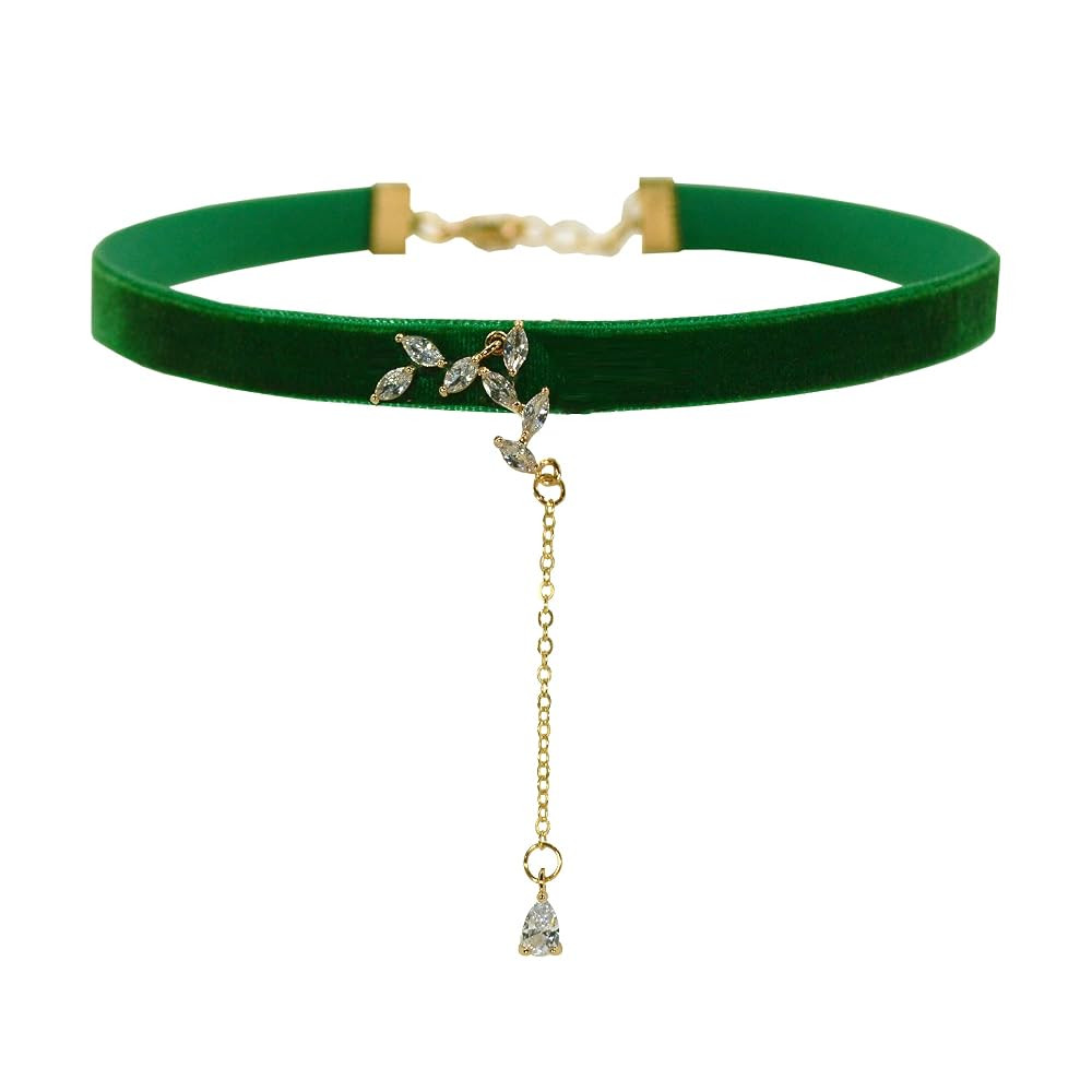 MOMOCAT Leaf Velvet Choker Necklace for Women Goth Neck 90s Chokers Gothic Chocker Green Chockers... | Amazon (US)