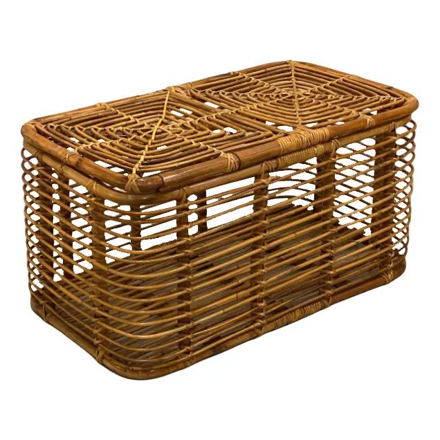 Bamboo and Wicker Basket, 1970s | Chairish