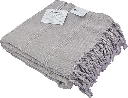InfuseZen Stonewashed Turkish Towel, Thin and Absorbent Bath Towel, Beach Towel and Pool Towel, L... | Amazon (US)