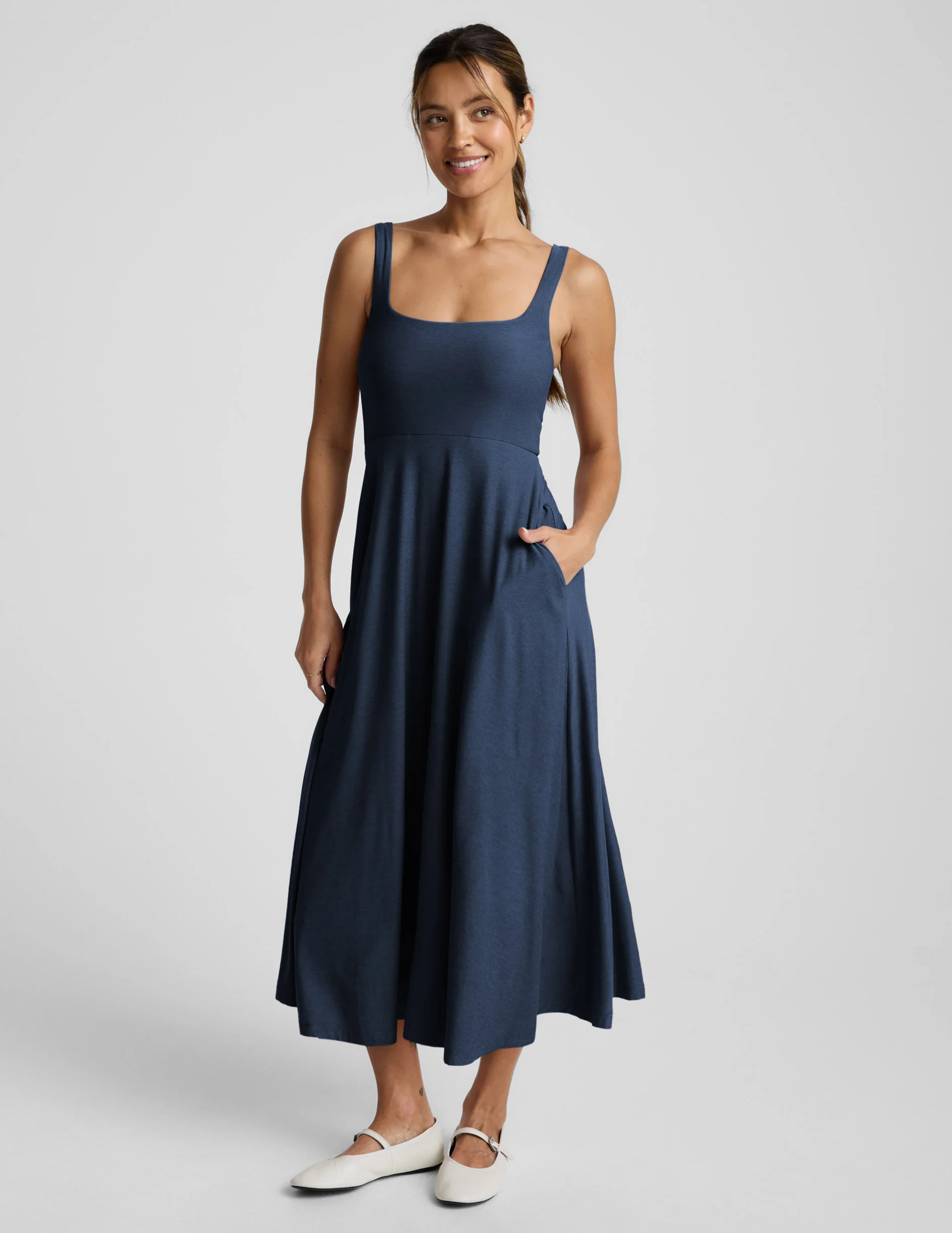 Featherweight At The Ready Square Neck Midi Dress | Beyond Yoga | Beyond Yoga