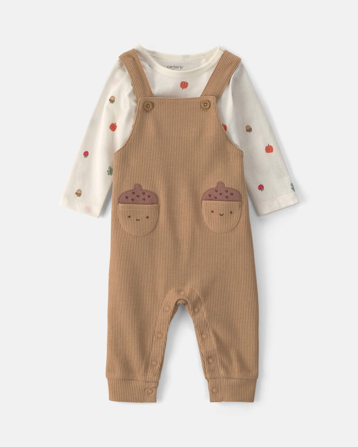 Baby Boy 2-Piece Thanksgiving Thermal Long-Sleeve Overall Set - Brown | Carter's Inc