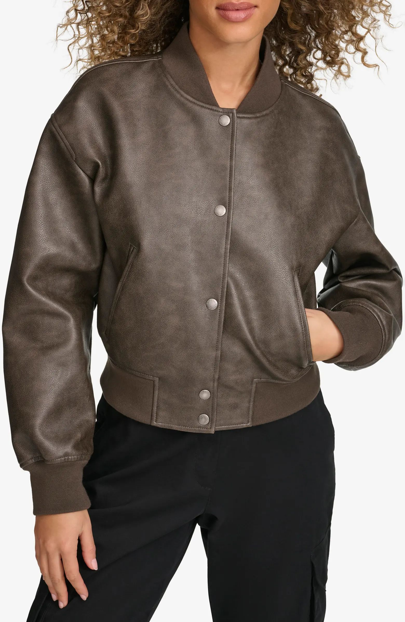 Relaxed Faux Leather Bomber Jacket | Nordstrom