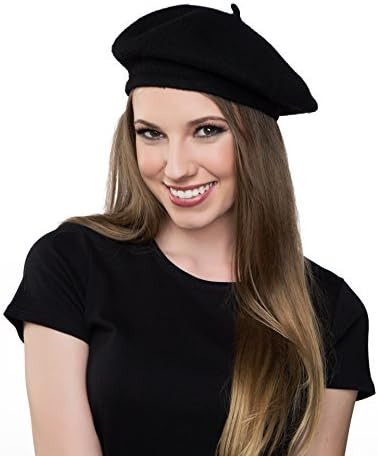 Kangaroo Wool Black Beret Hat - French Beret, Black, Size One Size | Amazon (US)
