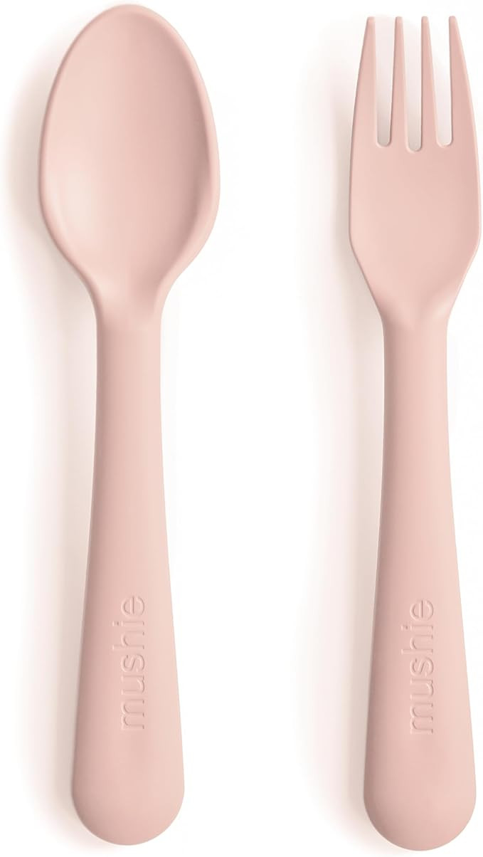 mushie Flatware Fork and Spoon Set For Kids | Made in Denmark (Blush) | Amazon (US)