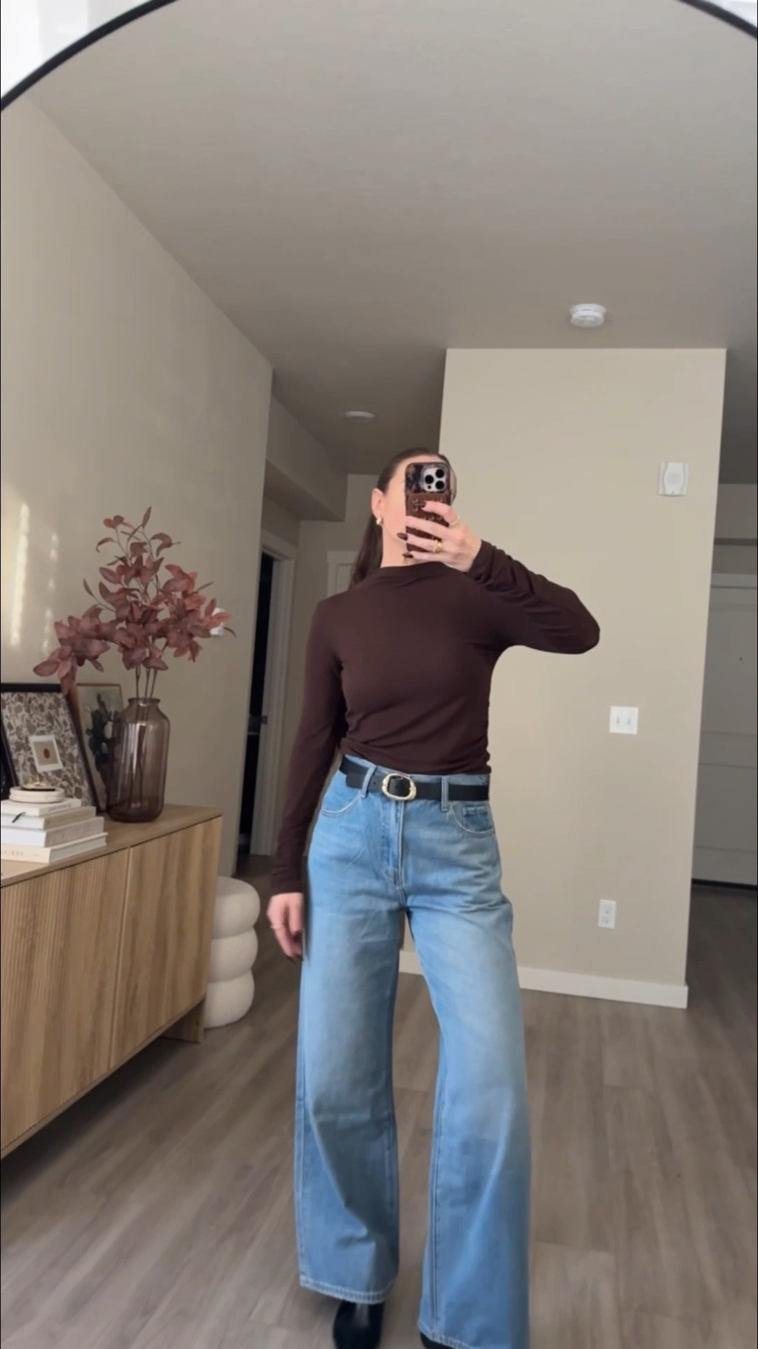 waist adjustable wide leg jeans 