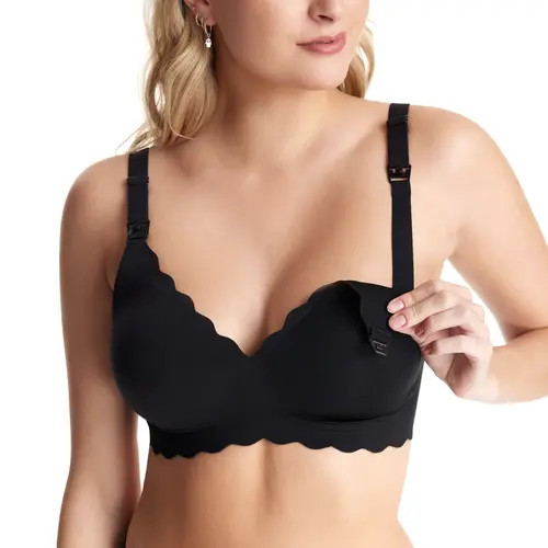 Momcozy YN46 Floral Nursing Bra in Black at Nordstrom, Size X-Large | Nordstrom