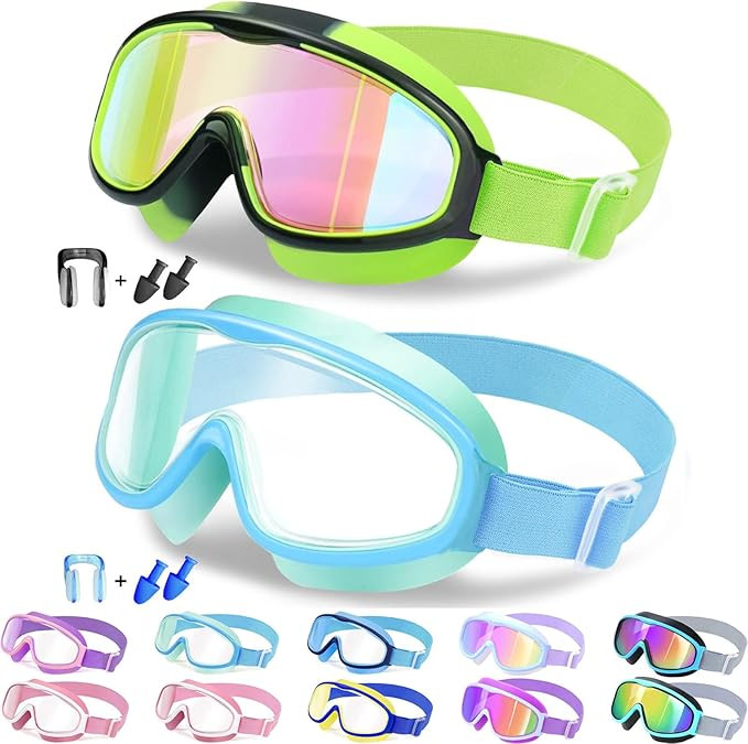 Vvinca Kids Swim Goggles with Fabric Strap for 3-14, Anti-Fog/UV Pool Water Swimming Goggles for ... | Amazon (US)
