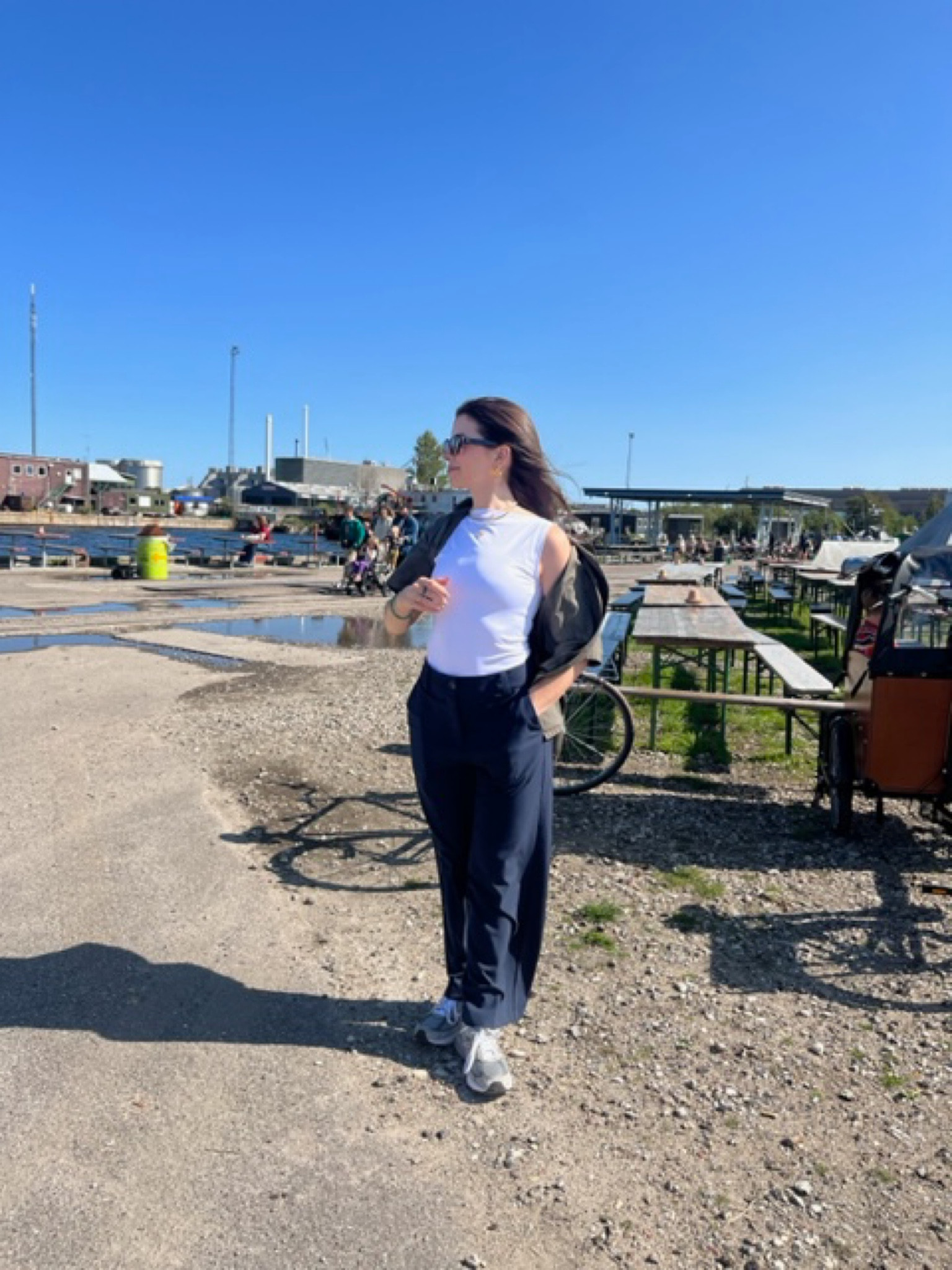 Navy shirt, resort shirt, short sleeve shirt, bowling shirt, white vest, sleeveless vest, boat neck vest, navy trousers, slim trousers, tailored trousers, grey trainers, comfy trainers, lace up trainers, Arket, Weekday, & Other Stories, Mango, New Balance

#LTKstyletip #LTKSeasonal #LTKeurope