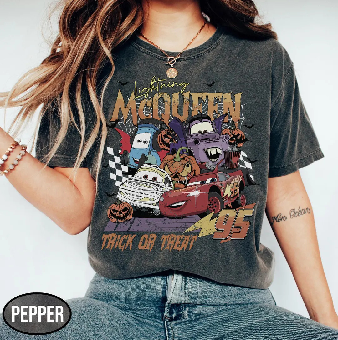 Retro Lighting McQueen Halloween Shirt, Disney Car Land Shirt, Cars Halloween Shirt, Tow Mater Mc... | Etsy (US)