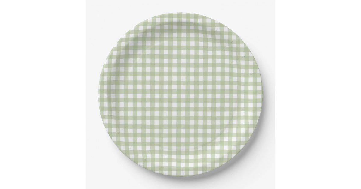 Faye and Lauren Fall Light Green Gingham Paper Plates | Zazzle | Zazzle