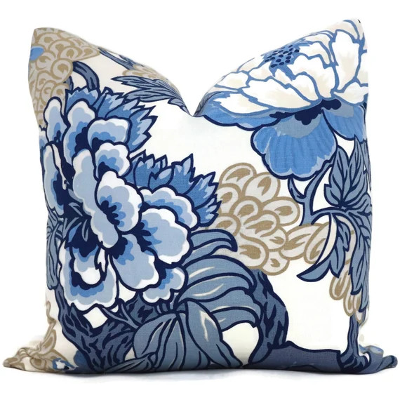 Thibaut Honshu Blue and Tan Chinoiserie Floral Decorative - Etsy | Etsy (US)