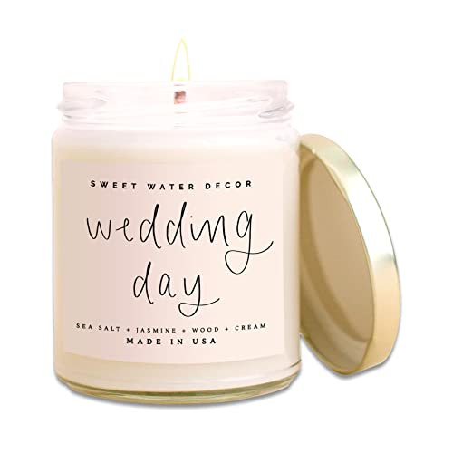 Amazon.com: Sweet Water Decor, Wedding Day, Sea Salt, Jasmine, Cream, and Wood Scented Soy Wax Ca... | Amazon (US)