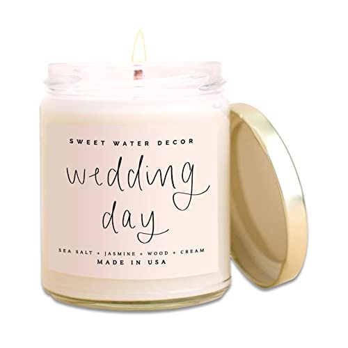 Sweet Water Decor, Wedding Day, Sea Salt, Jasmine, Cream, and Wood Scented Soy Wax Candle for Hom... | Amazon (US)