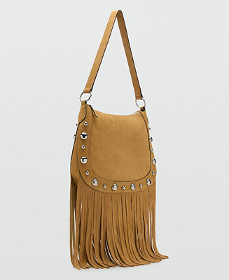 Women's Fringes and Stud Details Suede Bag | Macy's