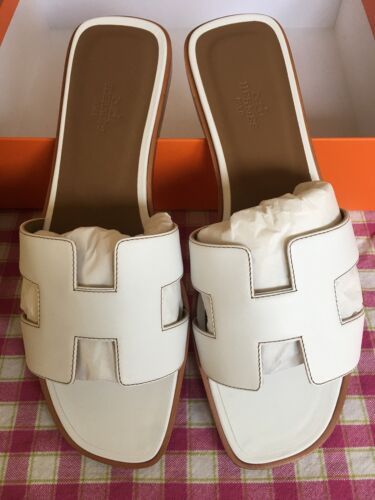 NEW HERMES WHITE ORAN OASIS SANDAL SLIPPER 37 SHOES FLATS LOAFER | eBay | eBay US