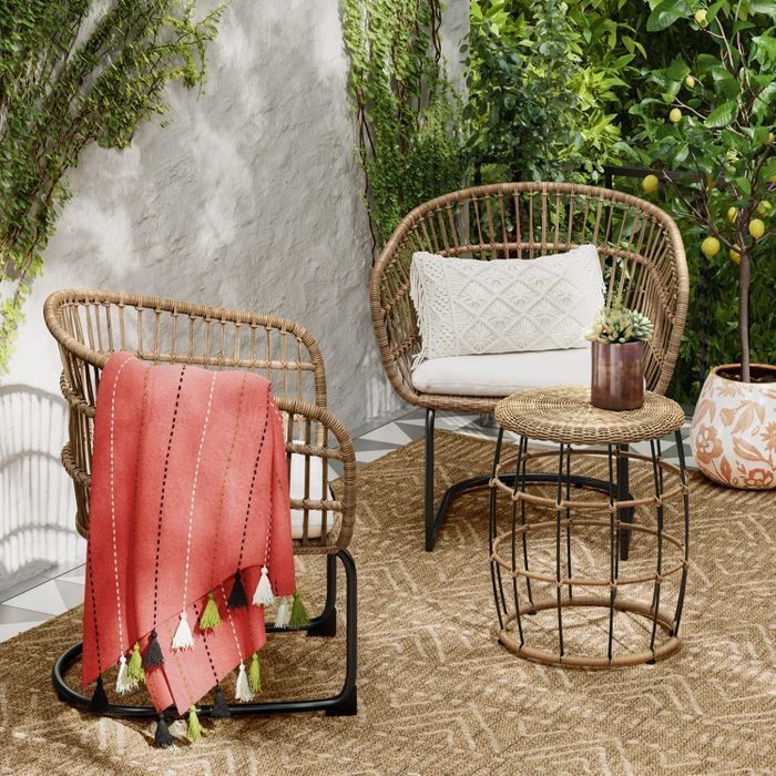 Southport 3pc Wicker Motion Patio Chat Set Linen - Opalhouse™ | Target