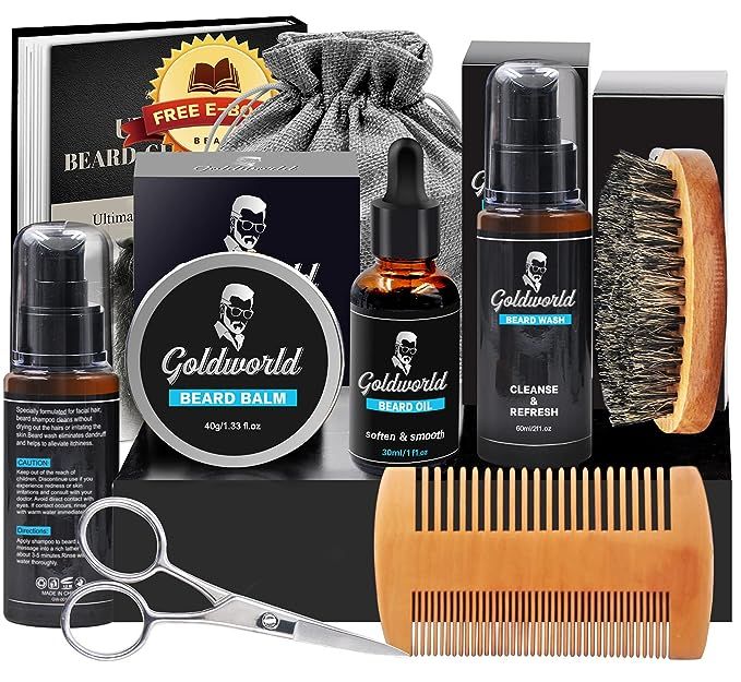 Beard Kit,Beard Growth Kit,Beard Grooming Kit w/2 Packs Beard Wash/Shampoo,Beard Growth Oil,Beard... | Amazon (US)