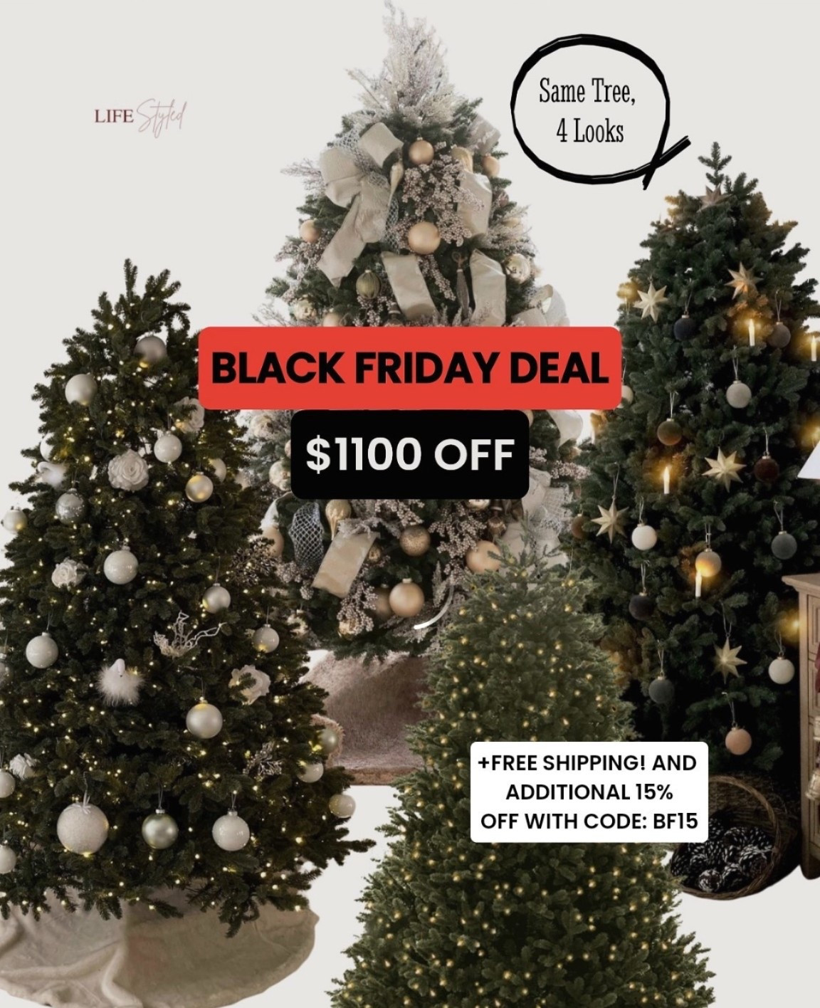 BLACK FRIDAY DEAL! $1100 OFF + FREE SHIPPING!! Plus 15% OFF WITH CODE: BF15!!! This Black Friday find is 🤌🏻 9' Aspen Fir Tree with 2000 Warm White & Multi-Color LED Lights. 🥁✨ 

#LTKCyberWeek #LTKSaleAlert #LTKHoliday
