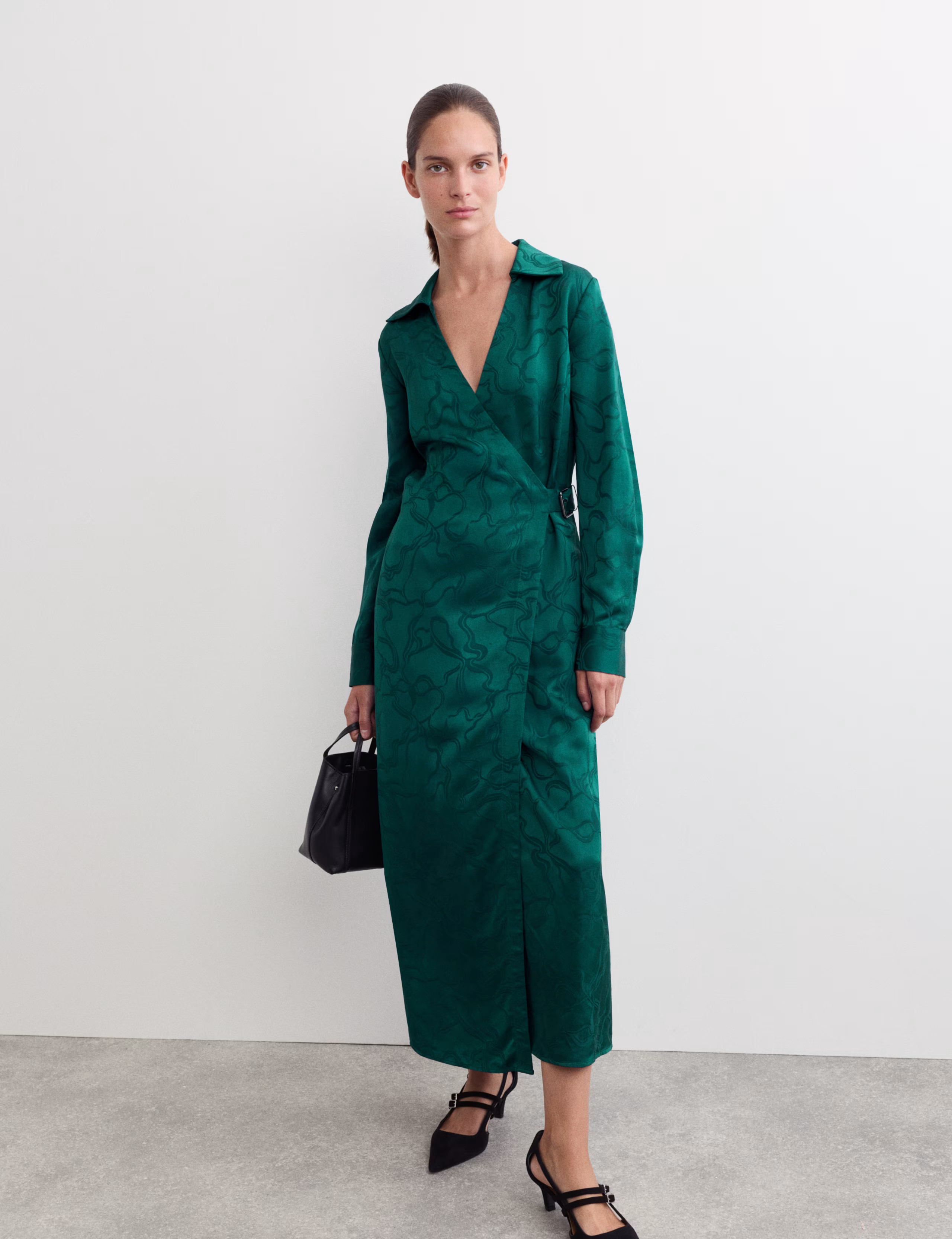 Floral Jacquard Midi Wrap Dress | Marks & Spencer IE