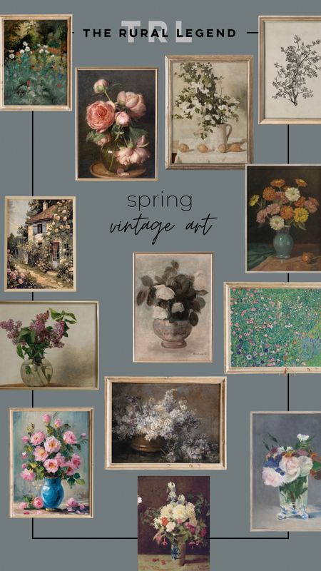 Beautiful spring vintage download printable art prints with landscapes, floral bouquets, and gardens

#LTKfindsunder50 #LTKsalealert #LTKhome
