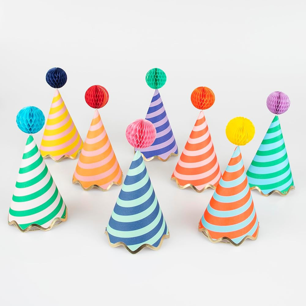 Meri Meri Birthday Party Hats, Pack of 8 Bright and Colorful Cone Birthday Hats for Kids & Adults... | Amazon (US)