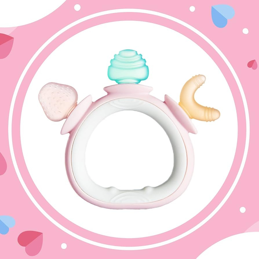 Baby Teething Toy Babies Silicone Ring Teether for 0 6 12 18 Month Infant Pink Circle Babies Teet... | Amazon (US)