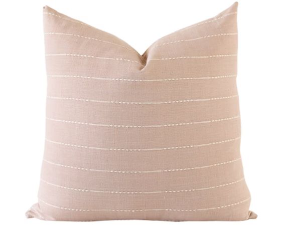 Blush Stripe Linen Throw Pillow Cover Nude Throw Pillow Boho - Etsy | Etsy (US)